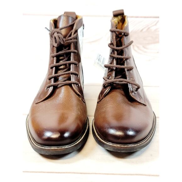 Saks Fifth Avenue Side Zip Leather Ankle Boots Mens 9.5 M Brown Brazil NWT main image 5